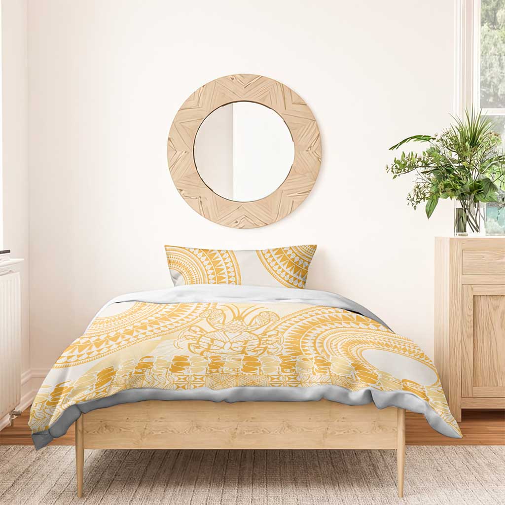 Niue Language Week Bedding Set The Rock Coconut Crab - Siapo Gold Pastel LT14 - Polynesian Pride