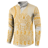 Niue Language Week Button Sweatshirt The Rock Coconut Crab - Siapo Gold Pastel LT14 - Polynesian Pride