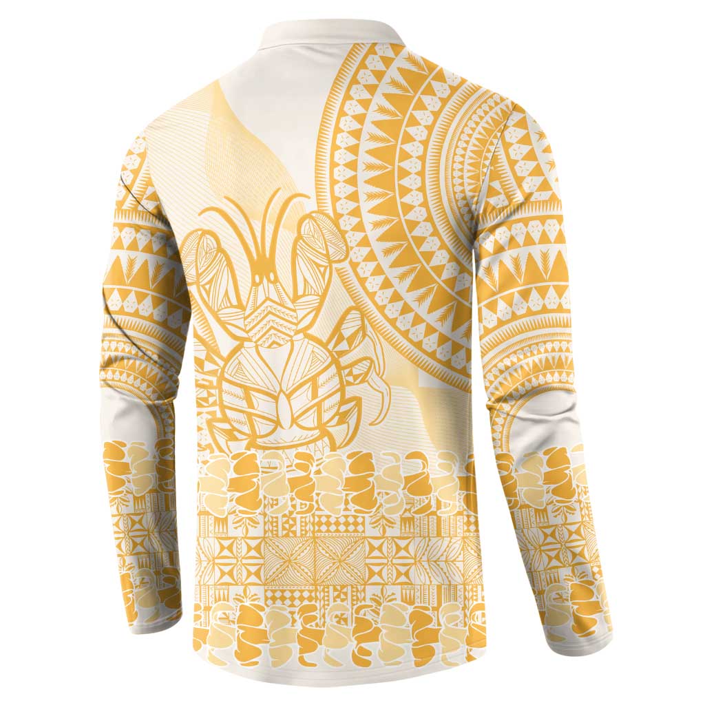 Niue Language Week Button Sweatshirt The Rock Coconut Crab - Siapo Gold Pastel LT14 - Polynesian Pride