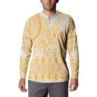 Niue Language Week Button Sweatshirt The Rock Coconut Crab - Siapo Gold Pastel LT14 - Polynesian Pride