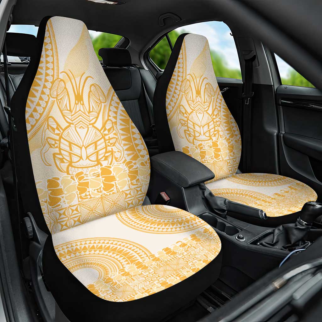 Niue Language Week Car Seat Cover The Rock Coconut Crab - Siapo Gold Pastel LT14 One Size Gold - Polynesian Pride