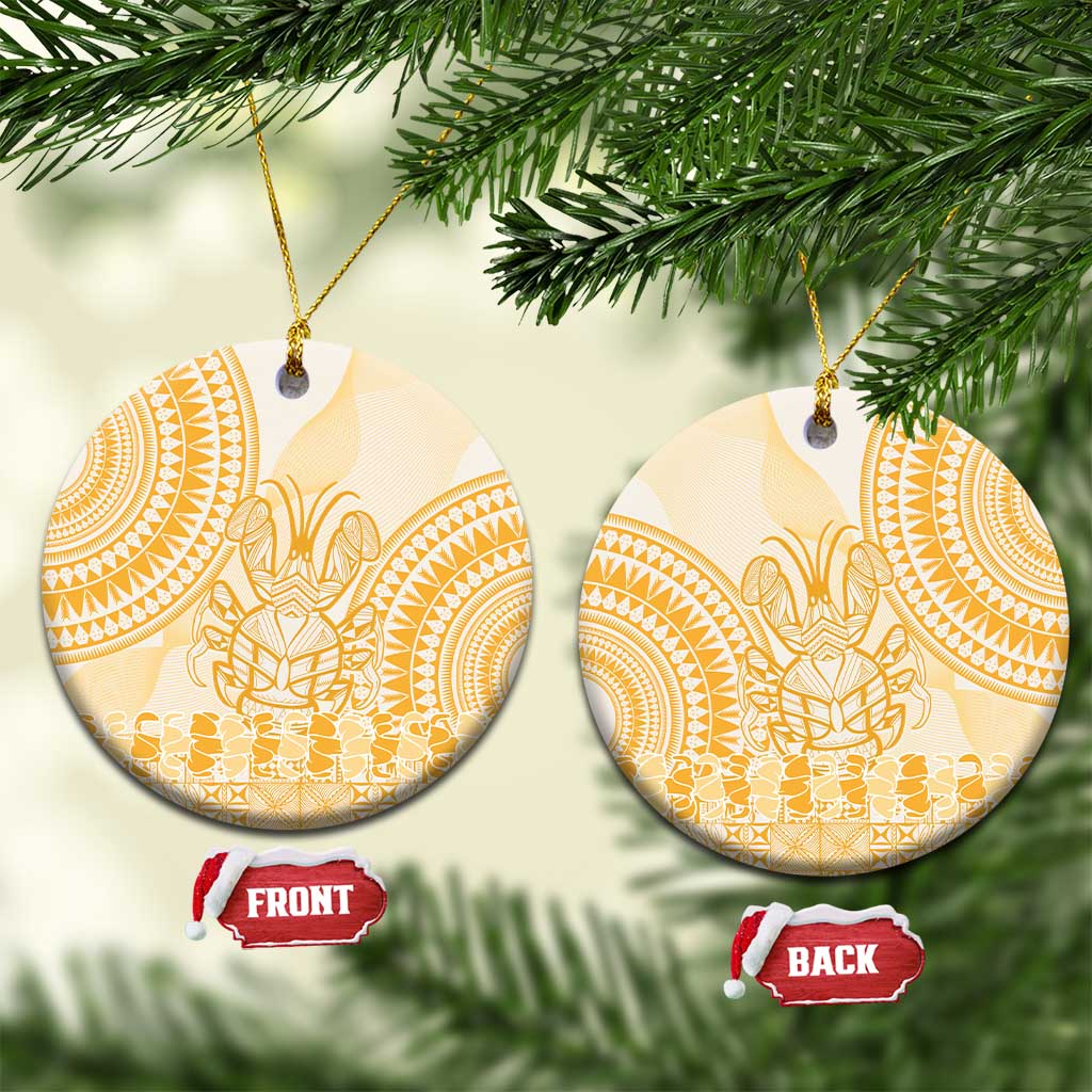 Niue Language Week Ceramic Ornament The Rock Coconut Crab - Siapo Gold Pastel LT14 Circle Gold - Polynesian Pride