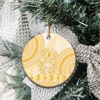 Niue Language Week Ceramic Ornament The Rock Coconut Crab - Siapo Gold Pastel LT14 - Polynesian Pride