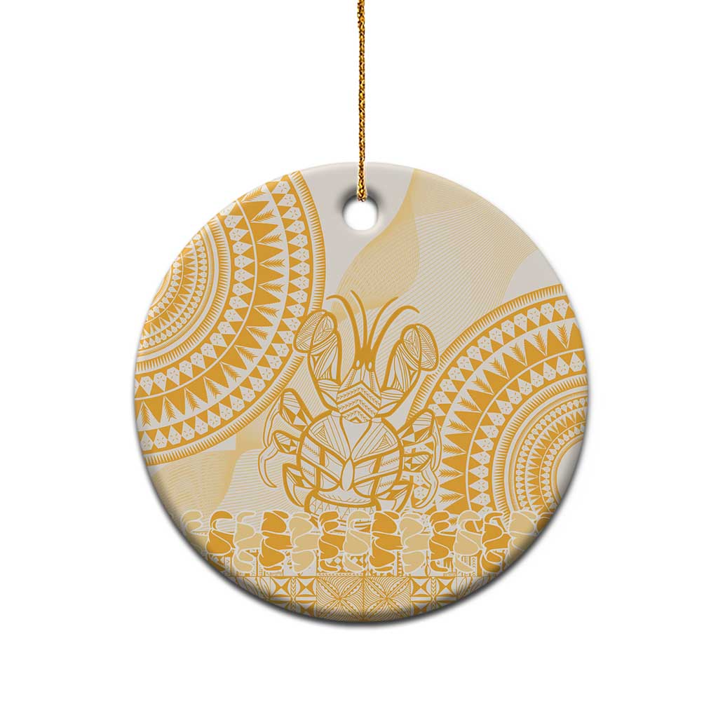 Niue Language Week Ceramic Ornament The Rock Coconut Crab - Siapo Gold Pastel LT14 - Polynesian Pride