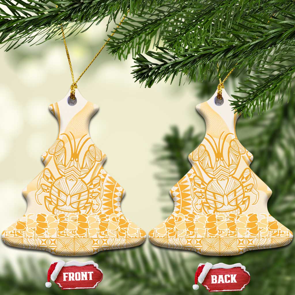 Niue Language Week Ceramic Ornament The Rock Coconut Crab - Siapo Gold Pastel LT14 Christmas Tree Gold - Polynesian Pride