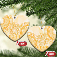 Niue Language Week Ceramic Ornament The Rock Coconut Crab - Siapo Gold Pastel LT14 Heart Gold - Polynesian Pride