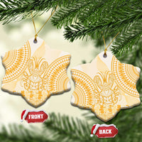 Niue Language Week Ceramic Ornament The Rock Coconut Crab - Siapo Gold Pastel LT14 Snow Flake Gold - Polynesian Pride