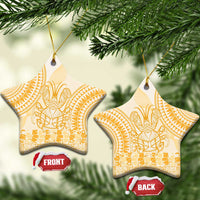 Niue Language Week Ceramic Ornament The Rock Coconut Crab - Siapo Gold Pastel LT14 Star Gold - Polynesian Pride