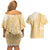 Niue Language Week Couples Matching Off Shoulder Short Dress and Hawaiian Shirt The Rock Coconut Crab - Siapo Gold Pastel