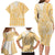 Niue Language Week Family Matching Long Sleeve Bodycon Dress and Hawaiian Shirt The Rock Coconut Crab - Siapo Gold Pastel