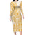 Niue Language Week Family Matching Long Sleeve Bodycon Dress and Hawaiian Shirt The Rock Coconut Crab - Siapo Gold Pastel