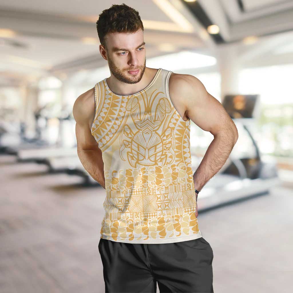 Niue Language Week Men Tank Top The Rock Coconut Crab - Siapo Gold Pastel LT14 Gold - Polynesian Pride