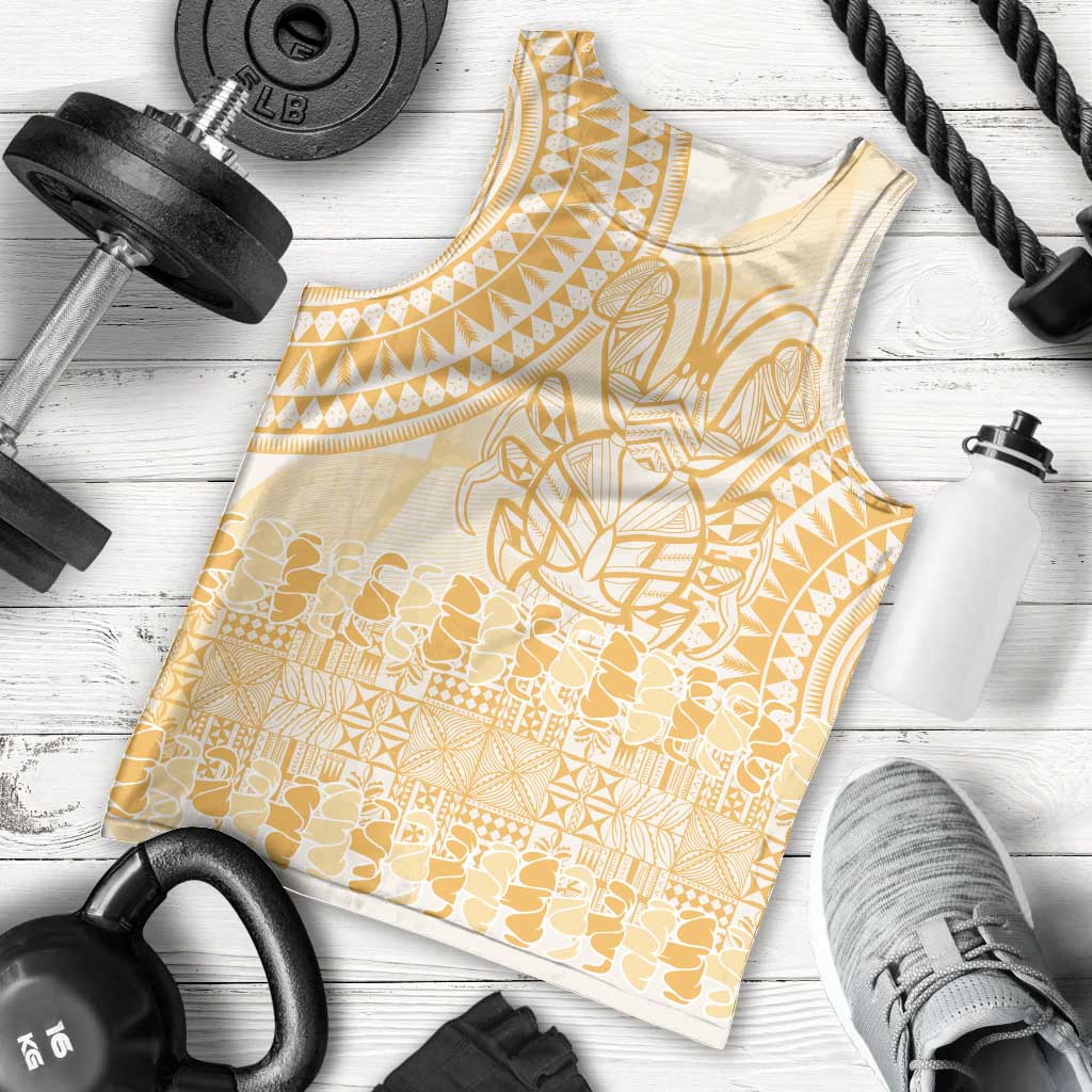 Niue Language Week Men Tank Top The Rock Coconut Crab - Siapo Gold Pastel LT14 - Polynesian Pride