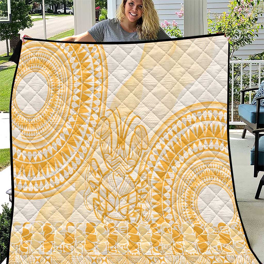 Niue Language Week Quilt The Rock Coconut Crab - Siapo Gold Pastel LT14 Gold - Polynesian Pride