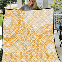 Niue Language Week Quilt The Rock Coconut Crab - Siapo Gold Pastel LT14 Gold - Polynesian Pride