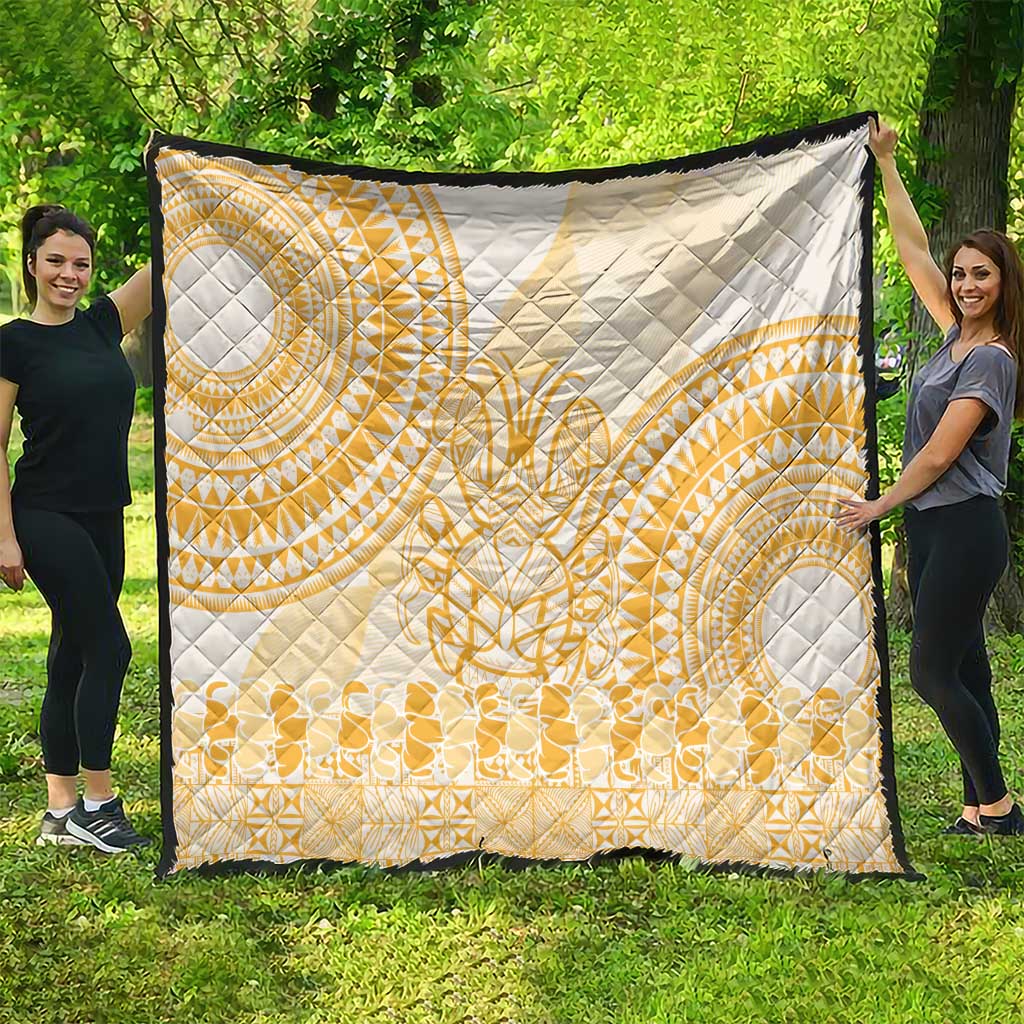 Niue Language Week Quilt The Rock Coconut Crab - Siapo Gold Pastel LT14 - Polynesian Pride