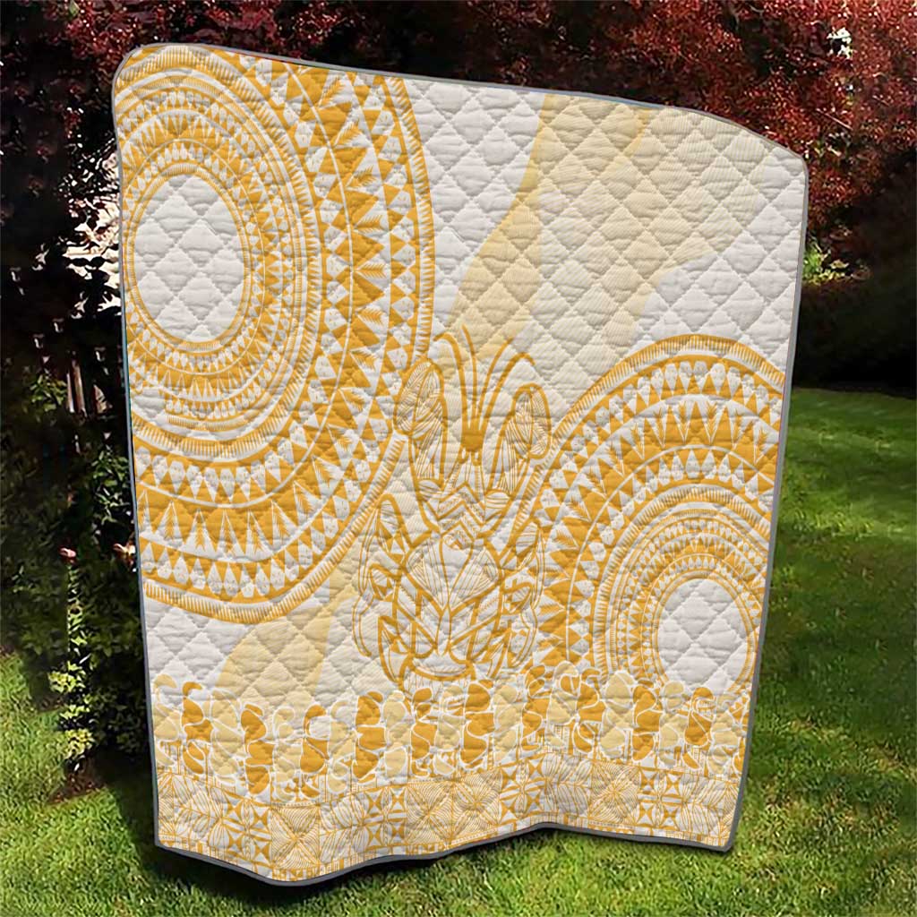 Niue Language Week Quilt The Rock Coconut Crab - Siapo Gold Pastel LT14 - Polynesian Pride