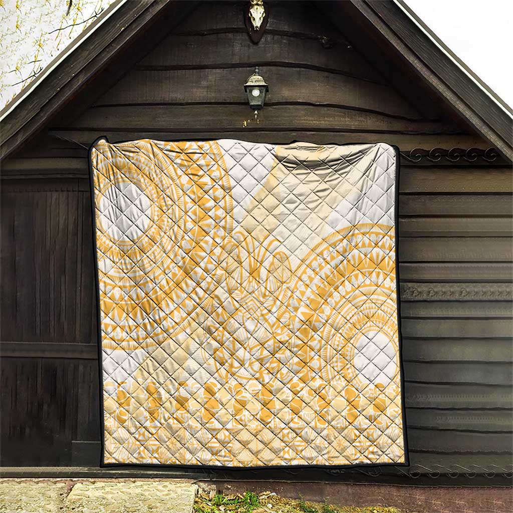 Niue Language Week Quilt The Rock Coconut Crab - Siapo Gold Pastel LT14 - Polynesian Pride