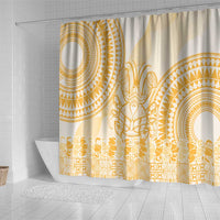 Niue Language Week Shower Curtain The Rock Coconut Crab - Siapo Gold Pastel LT14 - Polynesian Pride