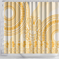 Niue Language Week Shower Curtain The Rock Coconut Crab - Siapo Gold Pastel LT14 - Polynesian Pride