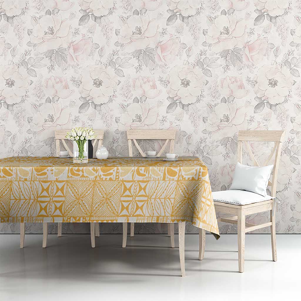 Niue Language Week Tablecloth The Rock Coconut Crab - Siapo Gold Pastel LT14 - Polynesian Pride