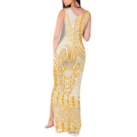 Niue Language Week Tank Maxi Dress The Rock Coconut Crab - Siapo Gold Pastel LT14 - Polynesian Pride