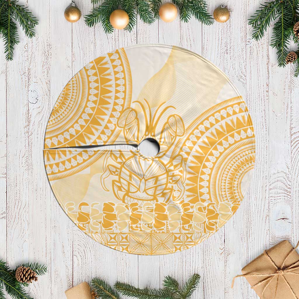 Niue Language Week Tree Skirt The Rock Coconut Crab - Siapo Gold Pastel LT14 Casual Gold - Polynesian Pride