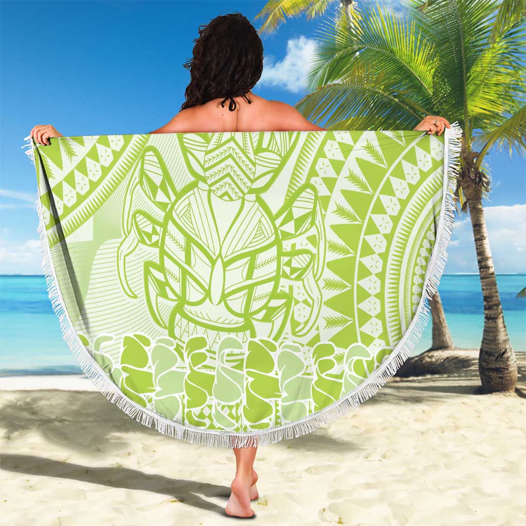 Lime Green Niue Language Week Beach Blanket The Rock Coconut Crab - Siapo Pattern LT14 - Polynesian Pride