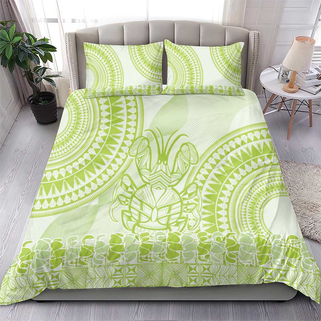 Lime Green Niue Language Week Bedding Set The Rock Coconut Crab - Siapo Pattern LT14 - Polynesian Pride