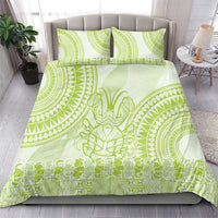 Lime Green Niue Language Week Bedding Set The Rock Coconut Crab - Siapo Pattern LT14 - Polynesian Pride