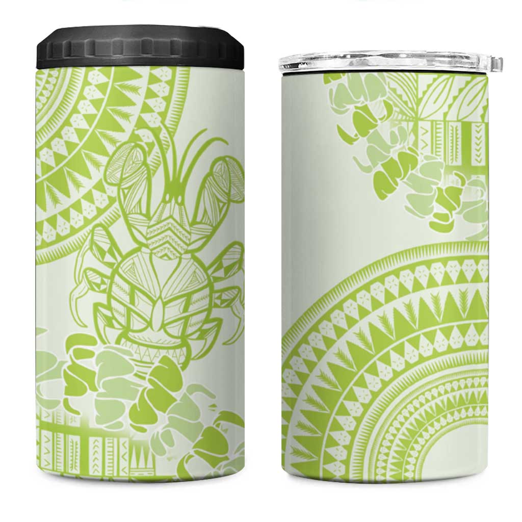 Lime Green Niue Language Week 4 in 1 Can Cooler Tumbler The Rock Coconut Crab - Siapo Pattern LT14 One Size: 16 oz Lime Green - Polynesian Pride