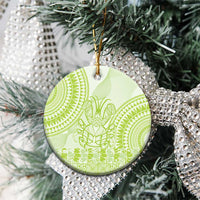 Lime Green Niue Language Week Ceramic Ornament The Rock Coconut Crab - Siapo Pattern LT14 - Polynesian Pride