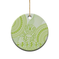 Lime Green Niue Language Week Ceramic Ornament The Rock Coconut Crab - Siapo Pattern LT14 - Polynesian Pride