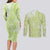 Lime Green Niue Language Week Couples Matching Long Sleeve Bodycon Dress and Long Sleeve Button Shirt The Rock Coconut Crab - Siapo Pattern