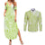 Lime Green Niue Language Week Couples Matching Summer Maxi Dress and Long Sleeve Button Shirt The Rock Coconut Crab - Siapo Pattern