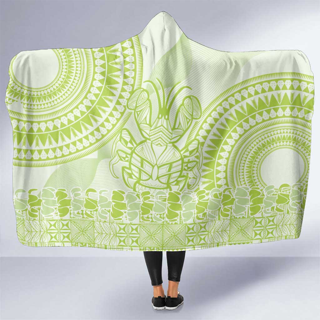 Lime Green Niue Language Week Hooded Blanket The Rock Coconut Crab - Siapo Pattern LT14 One Size Lime Green - Polynesian Pride