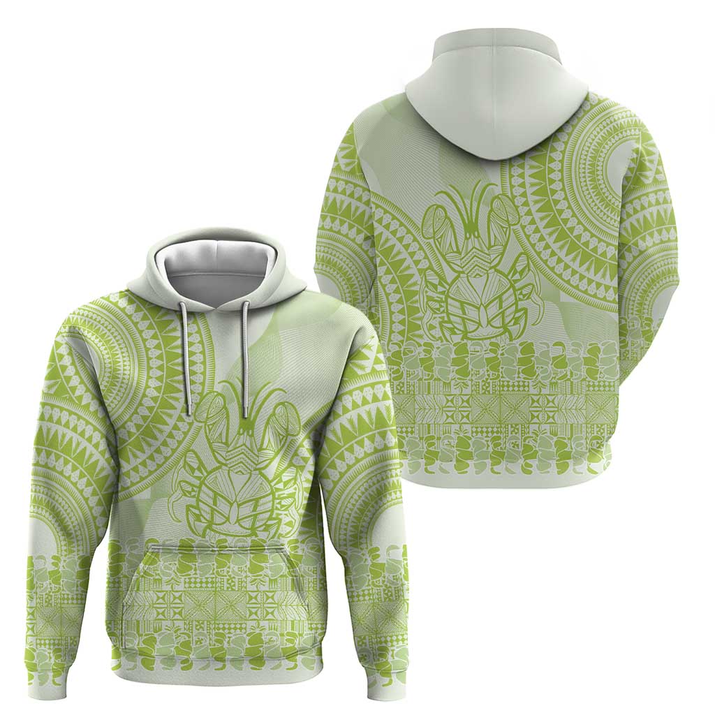 Lime Green Niue Language Week Hoodie The Rock Coconut Crab - Siapo Pattern LT14 - Polynesian Pride