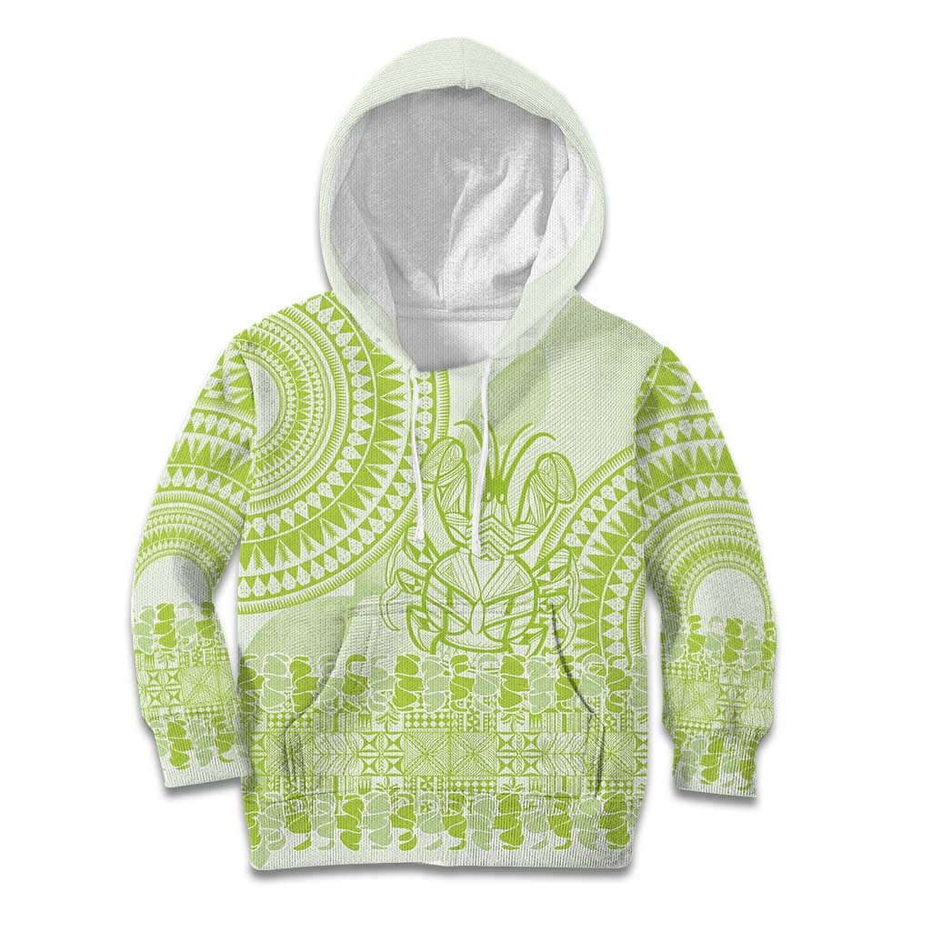 Lime Green Niue Language Week Kid Hoodie The Rock Coconut Crab - Siapo Pattern LT14 Hoodie Lime Green - Polynesian Pride
