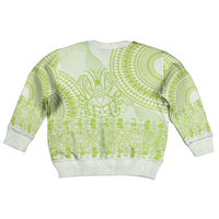 Lime Green Niue Language Week Kid Ugly Christmas Sweater The Rock Coconut Crab - Siapo Pattern LT14 - Polynesian Pride