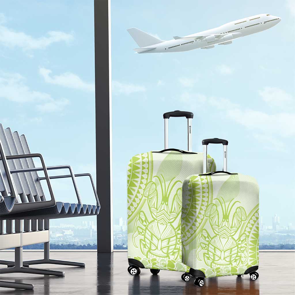 Lime Green Niue Language Week Luggage Cover The Rock Coconut Crab - Siapo Pattern LT14 - Polynesian Pride