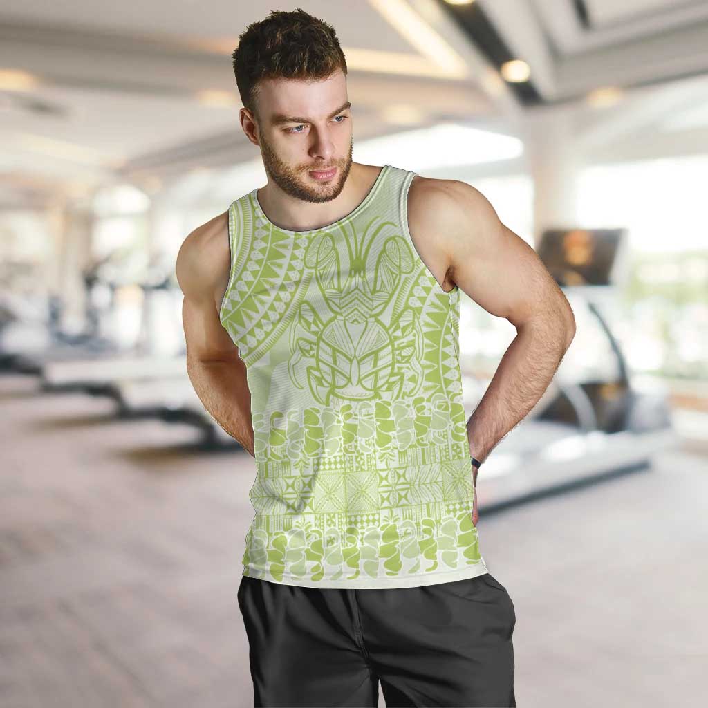 Lime Green Niue Language Week Men Tank Top The Rock Coconut Crab - Siapo Pattern LT14 Lime Green - Polynesian Pride
