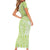 Lime Green Niue Language Week Short Sleeve Bodycon Dress The Rock Coconut Crab - Siapo Pattern