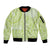 Lime Green Niue Language Week Sleeve Zip Bomber Jacket The Rock Coconut Crab - Siapo Pattern