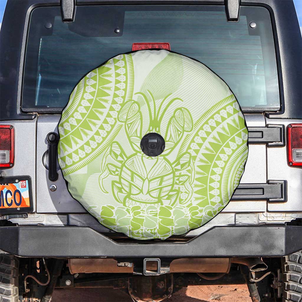 Lime Green Niue Language Week Spare Tire Cover The Rock Coconut Crab - Siapo Pattern