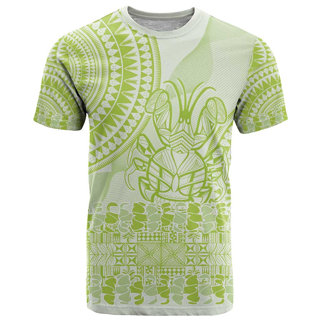 Lime Green Niue Language Week T Shirt The Rock Coconut Crab - Siapo Pattern