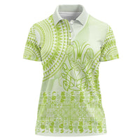 Lime Green Niue Language Week Women Polo Shirt The Rock Coconut Crab - Siapo Pattern LT14 Female Lime Green - Polynesian Pride