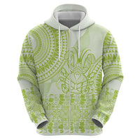 Lime Green Niue Language Week Zip Hoodie The Rock Coconut Crab - Siapo Pattern LT14 - Polynesian Pride