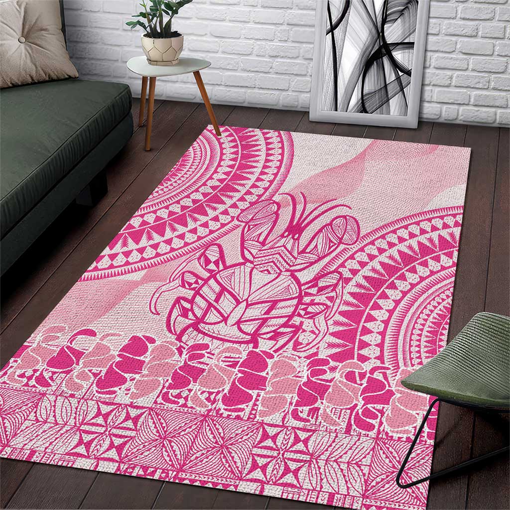 Pink Niue Language Week Area Rug The Rock Coconut Crab - Siapo Pattern LT14 Pink - Polynesian Pride