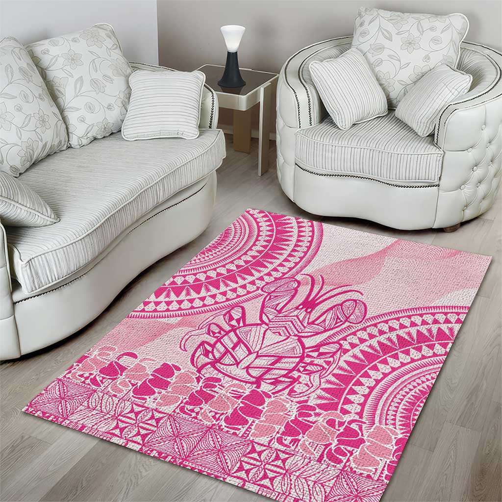 Pink Niue Language Week Area Rug The Rock Coconut Crab - Siapo Pattern LT14 - Polynesian Pride