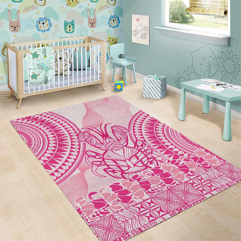 Pink Niue Language Week Area Rug The Rock Coconut Crab - Siapo Pattern LT14 - Polynesian Pride